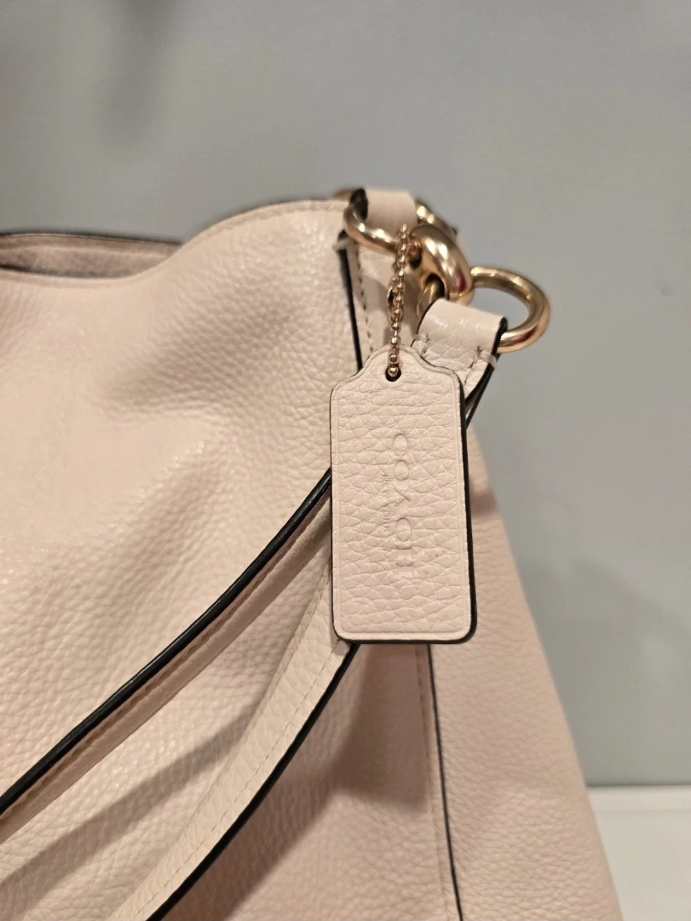 Coach Pebbled Leather Hobo Bag in Chalk